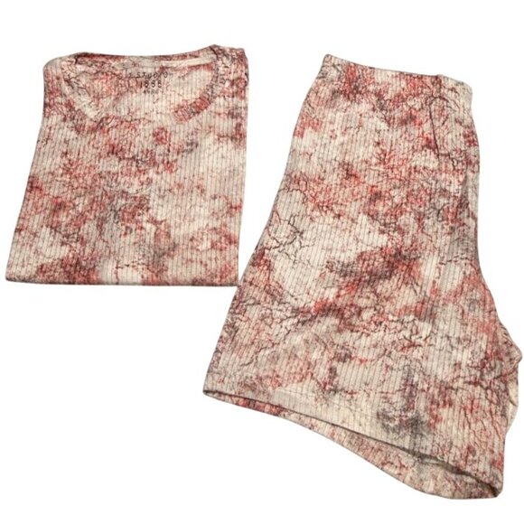 Studio 1886 Womens Ribbed Knit 2-Piece Set Pink Tie-Dye Print Size Medium - Picture 3 of 7